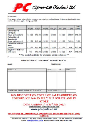 Guiseley Primary School Pricelist 2023 (TO VIEW ONLY)