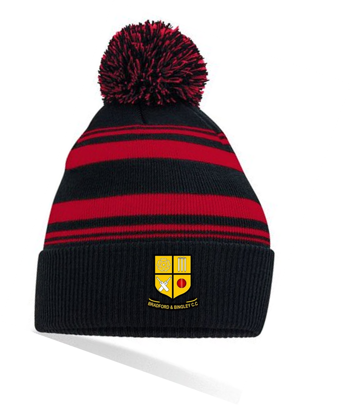 Bradford & Bingley C.C. Striped Fan Bobble Hat