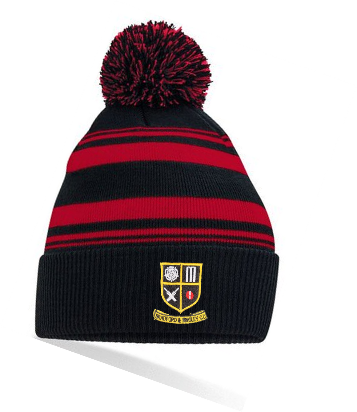 Bradford & Bingley C.C. Striped Fan Bobble Hat