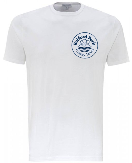 Rufford Park White PE T Shirt with Embroidered School logo